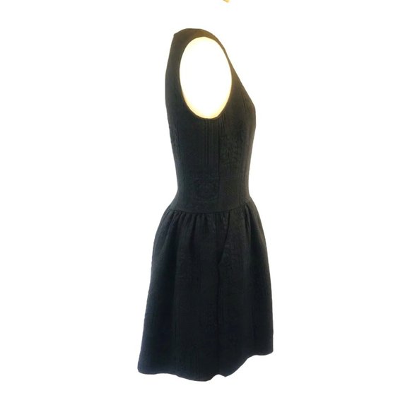 Zara Woman Drop Waist Dress Womens Size XS Black Floral Knit Sleeveless - Picture 8 of 12